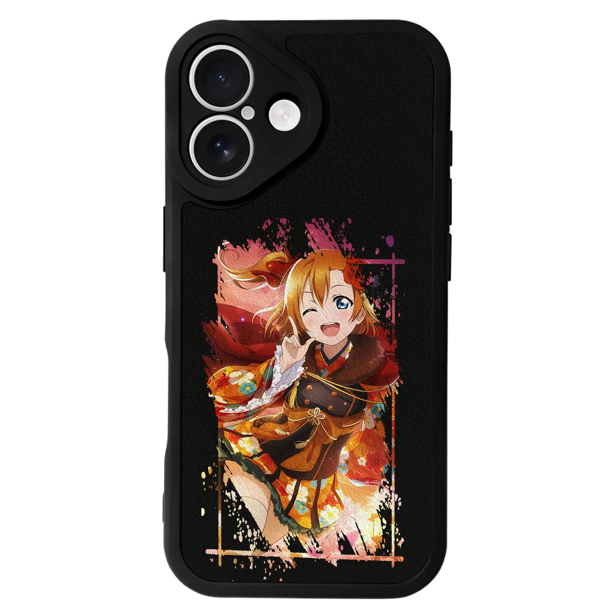 Love Live! グッズ,高坂穂乃果 - IPhone 16シリーズ対応 ・ シリコンスマホケース ・ レザー調 ・ 高精度フィット ・ 耐衝撃 ・ ワイヤレス充電対応 ・ 精密カット